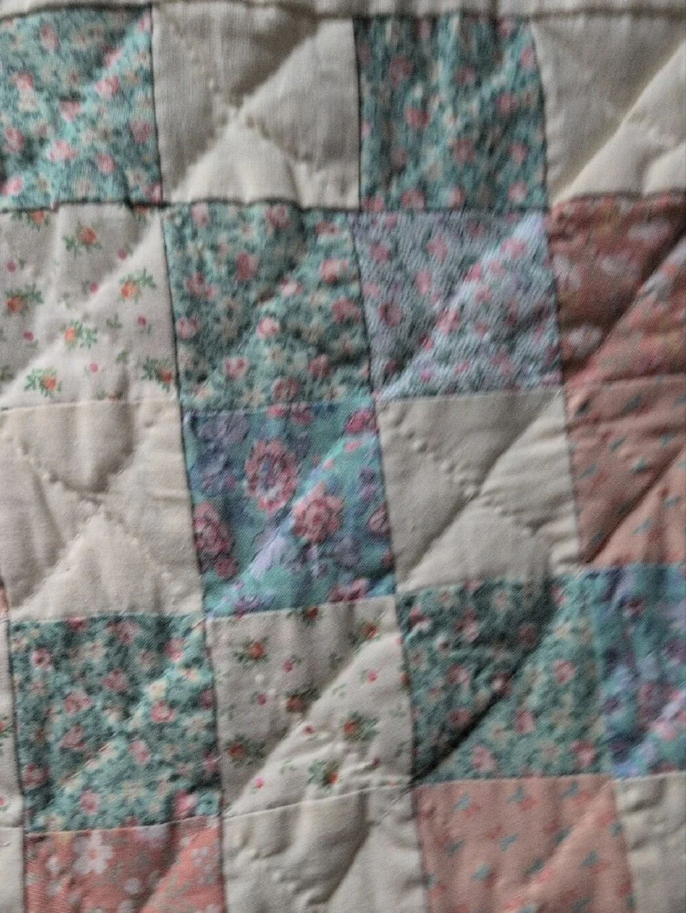 Handmade/ Hand stitched Patchwork Cotton Quilt in Pastels